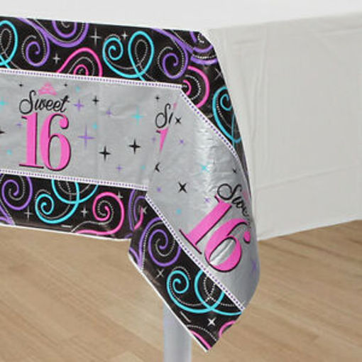 Picture of SWEET 16 PLASTIC TABLE COVER 137 x 259cm